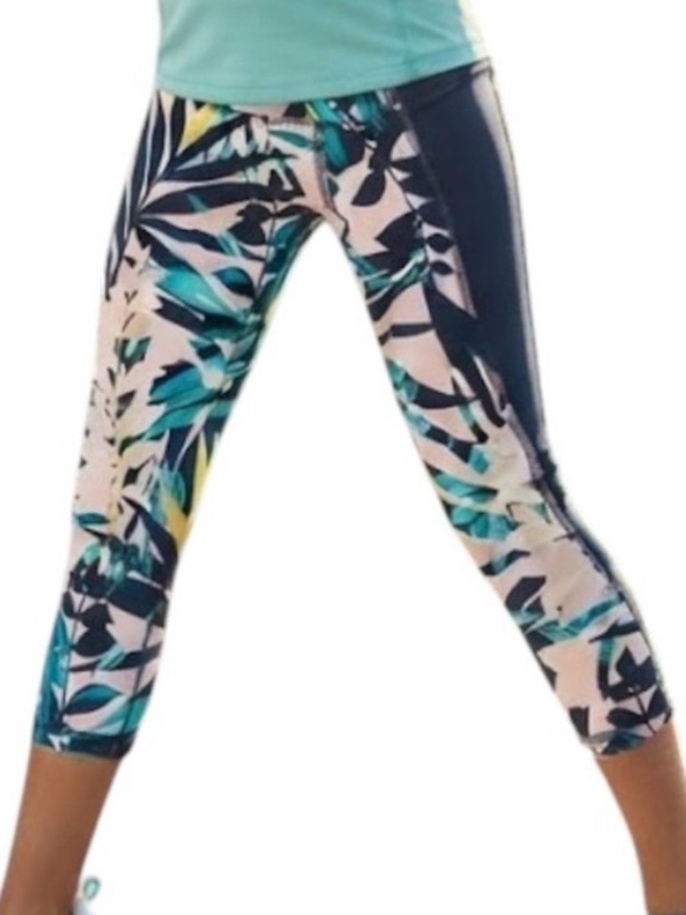 OLD NAVY Activewear Athletic Floral Girls Pink Leggings 8Y